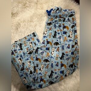 Men’s Bamboo Hanukkah Pup Pajama Bottoms- Blue